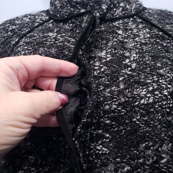 Sandro Sportswear Tweed Blazer Jacket Tie Waist Black Size M Moto Dark Feminine - Picture 7 of 11